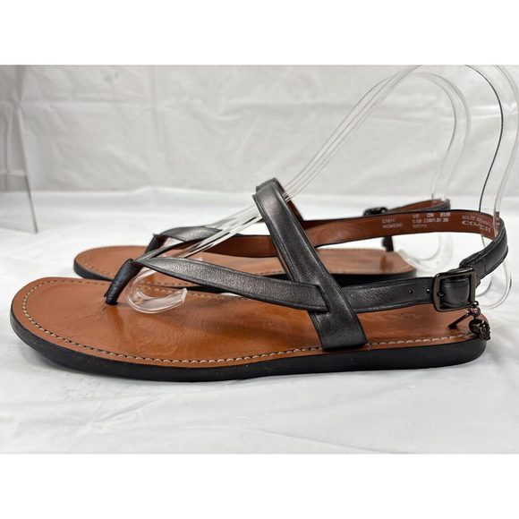 Coach Hudson Leather Sandals Women's Size 5.5 GREY Metallic - Picture 13 of 15